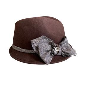 Scala Chocolate Fedora with Herringbone Bow